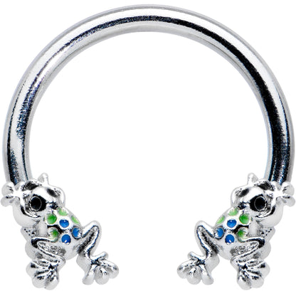 16G 3/8 Black Gem Polka Dot Frogs Horseshoe Circular Barbell