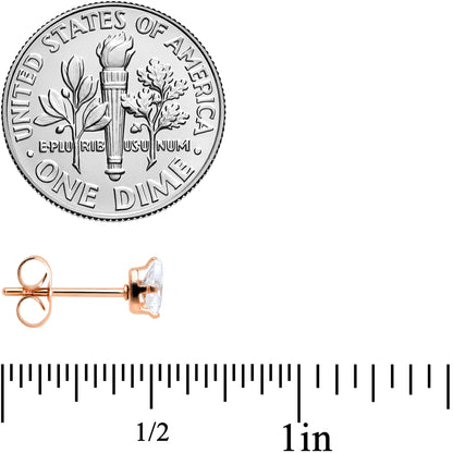 CZ Teardrop Clear Rose Gold Tone Stainless Steel Stud Earrings 3mm to 7mm