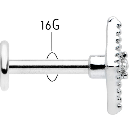 16G 1/4 Clear Gem Deco Textured Rhombus Labret Monroe Tragus