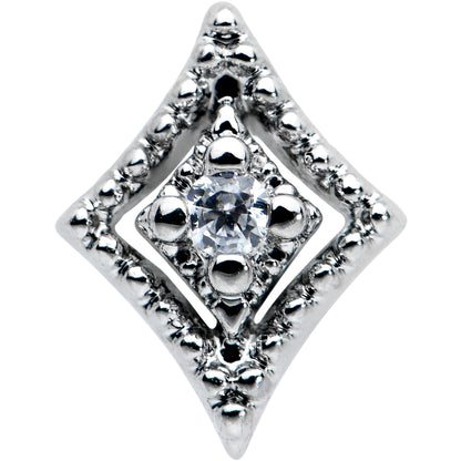 20G 7mm Clear CZ Gem Deco Texture Rhombus L Shape Nose Ring