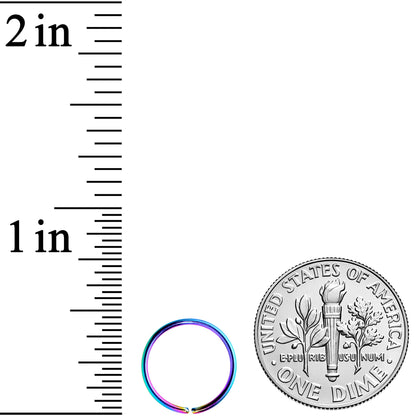 20G 3/8 Rainbow PVD Grade 23 Titanium Bendable Hoop Ring