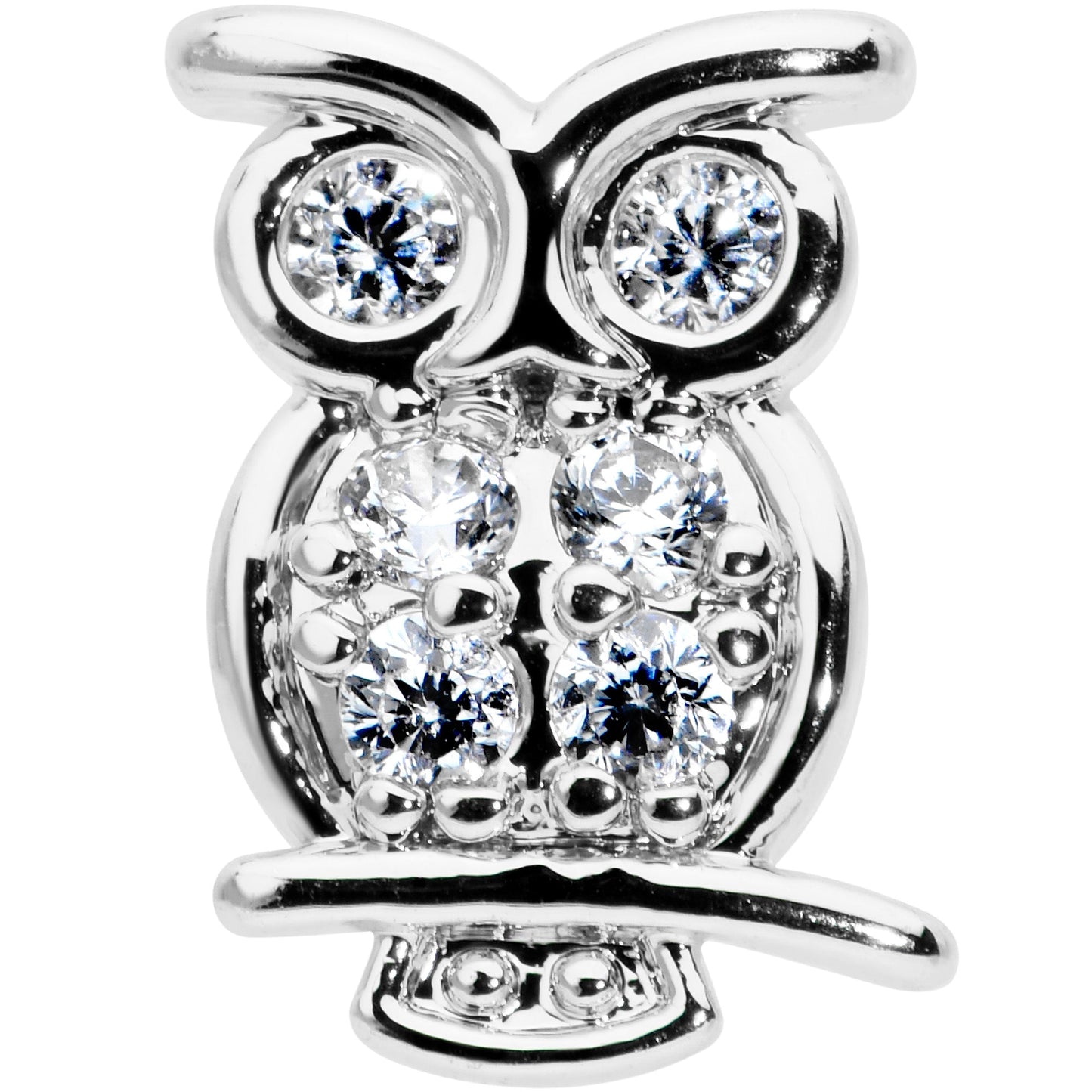 16G 5/16 Clear CZ Gem Owl Internal Thread Labret Monroe Tragus