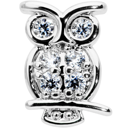 16G 5/16 Clear CZ Gem Owl Internal Thread Labret Monroe Tragus