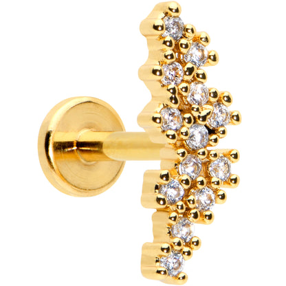 16G 5/16 CZ Gem Gold Hue Texture Arc Internal Thread Labret Tragus