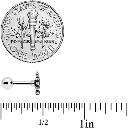 16G 1/4 Stylized Pink Green Abstract Leaf Cartilage Tragus Earring