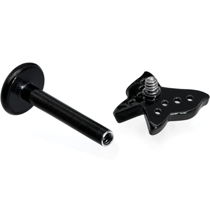 16G 5/16 Clear Gem Black Butterfly Internal Thread Labret Tragus