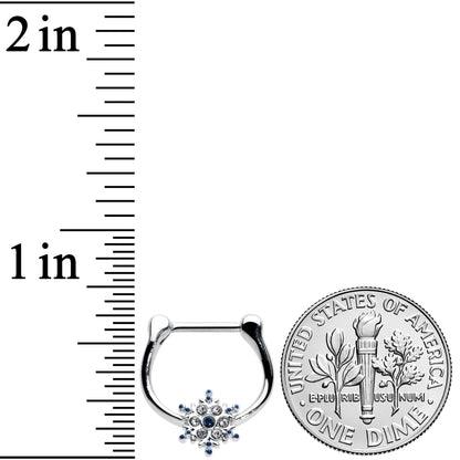 16G 5/16 Blue Gem Festive Snowflake Christmas Cartilage Clicker
