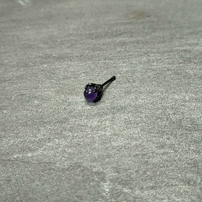 20G 1/4 Purple Synthetic Amethyst Black Claw Hand Nose Bone