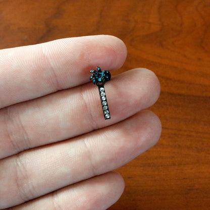16G 1/4 Clear Gem Black Night Palm Tree Dangle Cartilage Earring