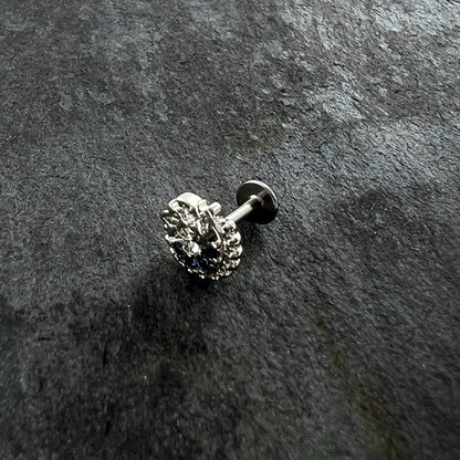 16G 1/4 Blue Clear Gem Abstract Arch Labret