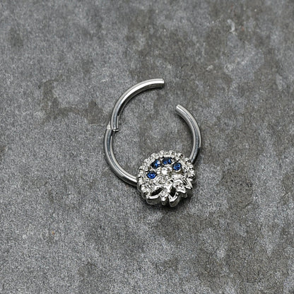 16G 3/8 Clear Blue Gem Abstract Arch Hinged Segment Ring