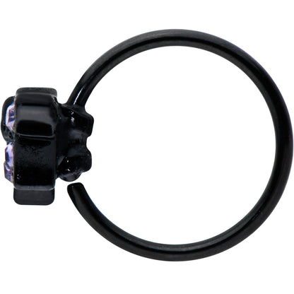 20G 5/16 Purple Gem Black Skull Blossom Nose Hoop
