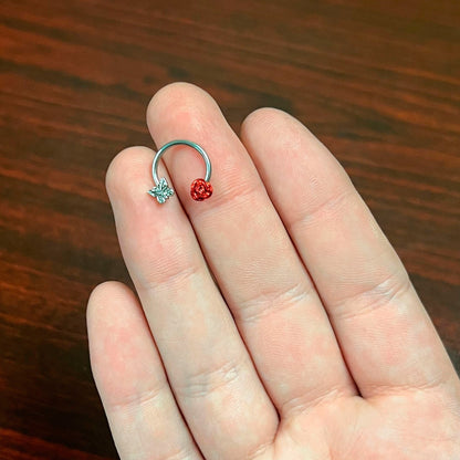 16G 3/8 Butterfly Red Rose Flower Horseshoe Circular Barbell