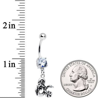 Officially Licensed Dungeons & Dragons Clear CZ Gem Dangle Belly Ring
