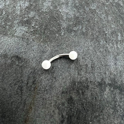 16G 5/16 Matte White Aurora Curved Eyebrow Ring
