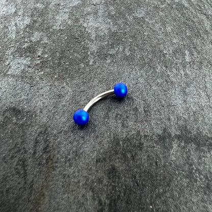 16G 5/16 Matte Blue Aurora Curved Eyebrow Ring