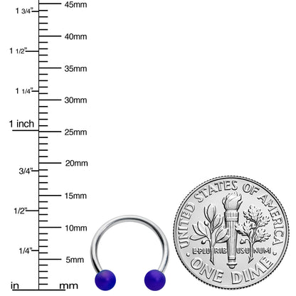 16G 3/8 Matte Blue Aurora Horseshoe Circular Barbell