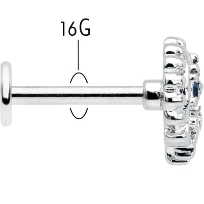16G 5/16 Blue Clear Gem Abstract Arch Labret Monroe Tragus