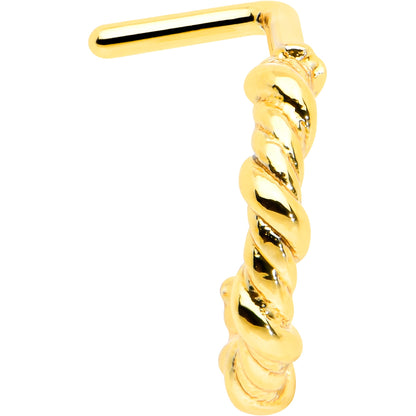 20G 1/4 Gold Tone Wicked Wire Faux Hoop L Shape Nose Ring