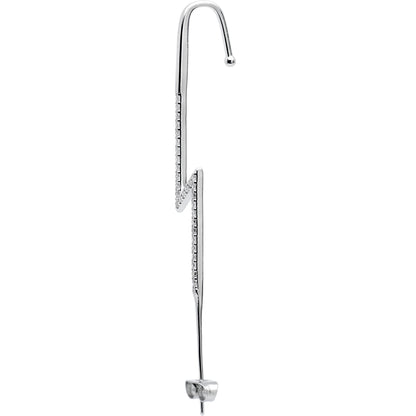 Clear CZ Gem Lightning Bolt Ear Cuff Bar Earring
