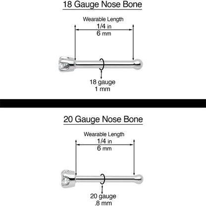 20G 1/4 Clear CZ Gem Square 3mm Simple Glam Nose Bone