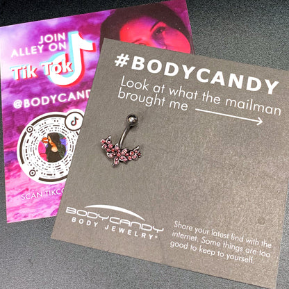 Pink Gem Flower Garland Belly Ring