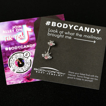 Pink Gem Bees Beautiful Insect Double Mount Belly Ring