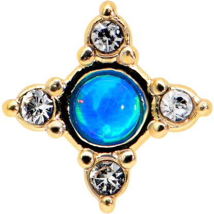 16G 1/4 Blue Synthetic Opal Gold Tone Rhombus Cartilage Earring