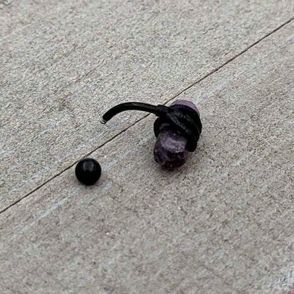 Purple Amethyst Stone Black Claw Belly Ring