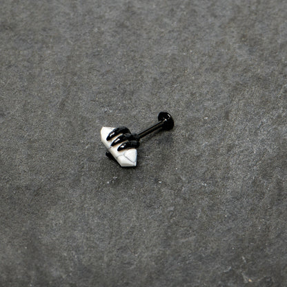 16G 5/16 White Howlite Black Claw Obelisk Labret Monroe Tragus