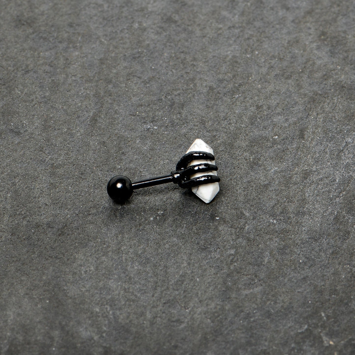 16G 1/4 White Howlite Black Claw Obelisk Cartilage Earring