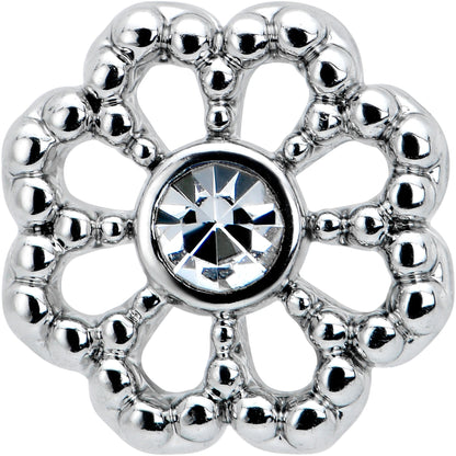 20G 7mm Clear Gem Epic Fabulous Flower L Shape Nose Ring