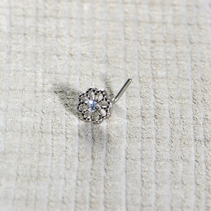 20G 7mm Clear Gem Epic Fabulous Flower L Shape Nose Ring