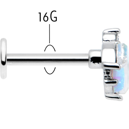 16G 5/16 White Synthetic Opal Flower Labret Monroe Tragus