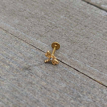 16G 5/16 Clear Gem Gold Hue Flying Dragonfly Labret Monroe Tragus