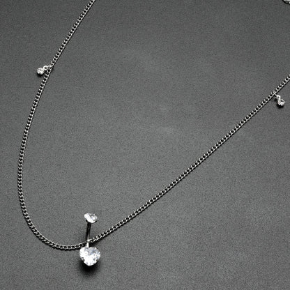 Clear Gem Double Heart Double Mount Belly Ring Belly Chain