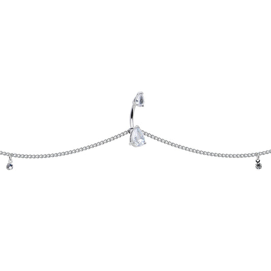 Clear Gem Double Drop Double Mount Belly Ring Belly Chain