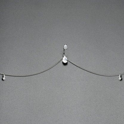 Clear Gem Double Drop Double Mount Belly Ring Belly Chain