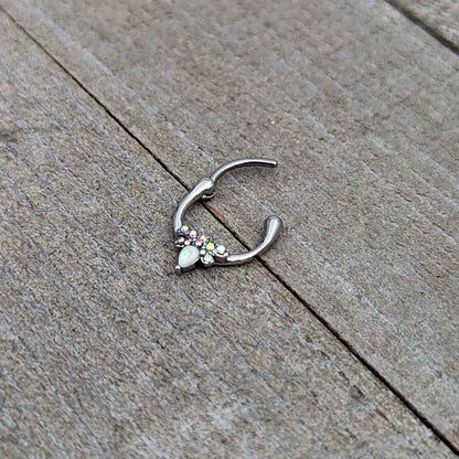 16G 5/16 White Faux Opal Bee Glamour Cartilage Clicker
