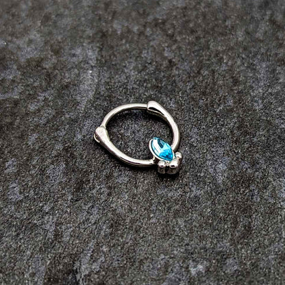 16G 5/16 Blue Gem Deco Oval Cartilage Clicker