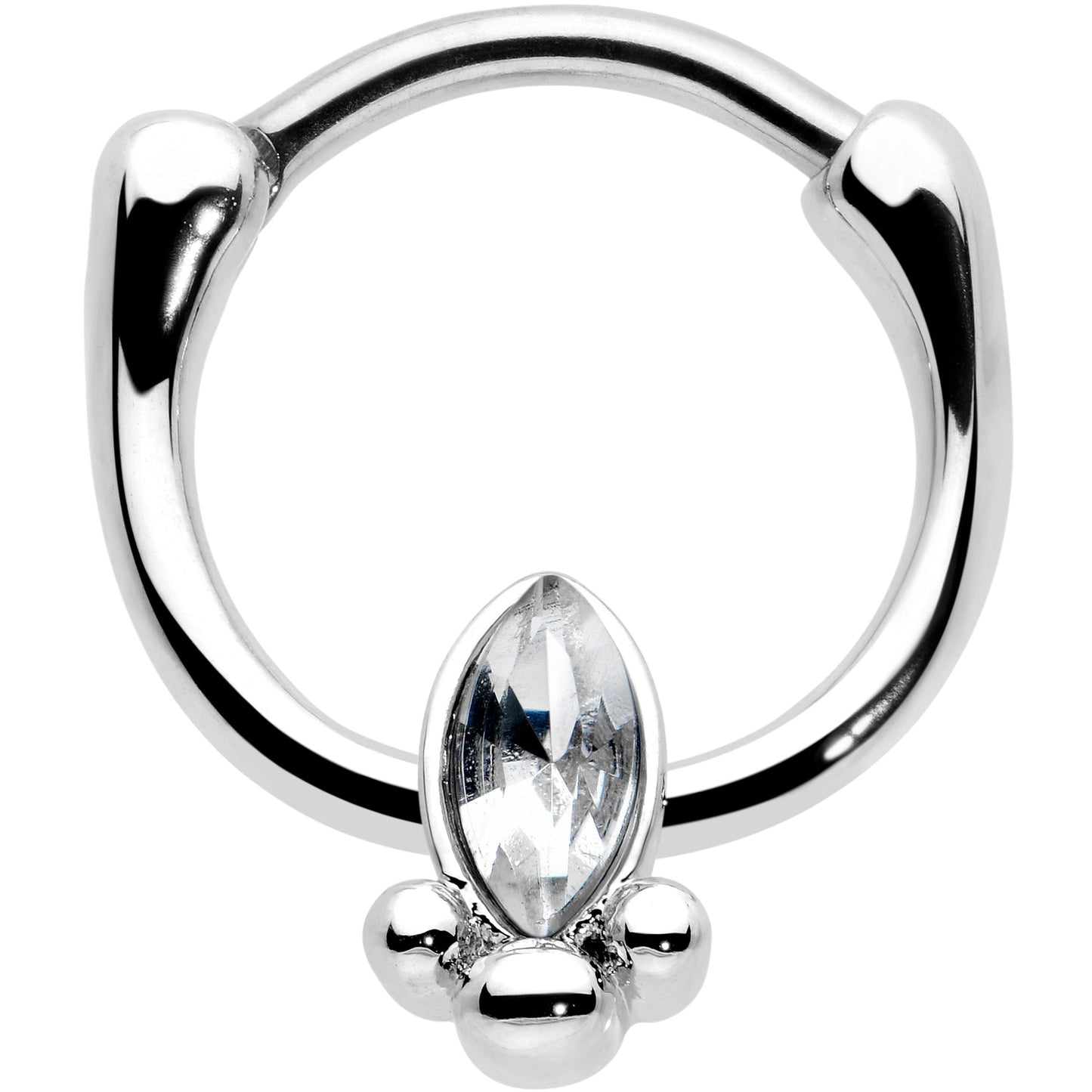 16G 5/16 Clear Gem Deco Oval Cartilage Clicker