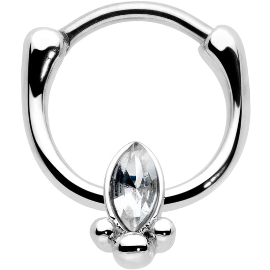16G 5/16 Clear Gem Deco Oval Cartilage Clicker