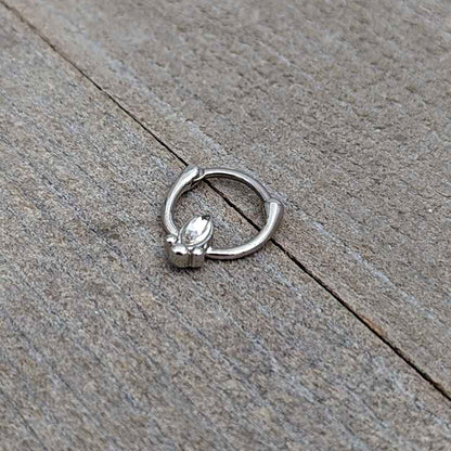 16G 5/16 Clear Gem Deco Oval Cartilage Clicker