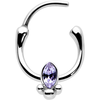 16G 5/16 Purple Gem Deco Oval Cartilage Clicker