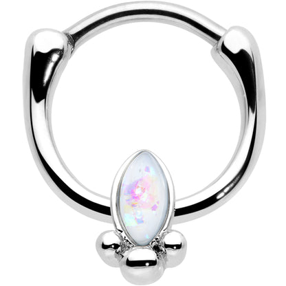 16G 5/16 White Faux Opal Deco Oval Cartilage Clicker