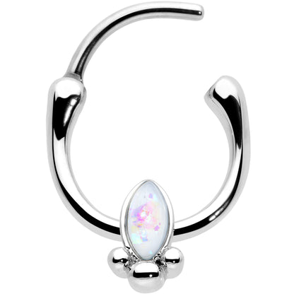 16G 5/16 White Faux Opal Deco Oval Cartilage Clicker