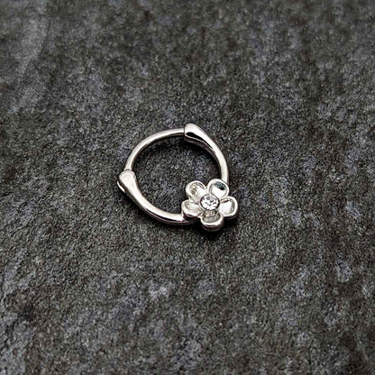 16G 5/16 Clear Gem Sweetheart Flower Cartilage Clicker