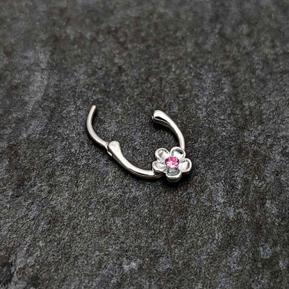 16G 5/16 Pink Gem Sweetheart Flower Cartilage Clicker