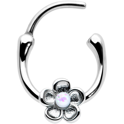 16G 5/16 White Faux Opal Sweetheart Flower Cartilage Clicker