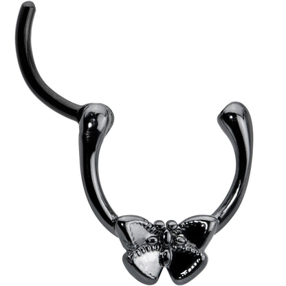 16G 3/8 Black Textured Simple Butterfly Cartilage Clicker